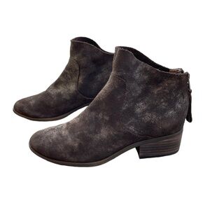 Lucky Brand Chocolate Metallic Stacked Heel Ankle Booties